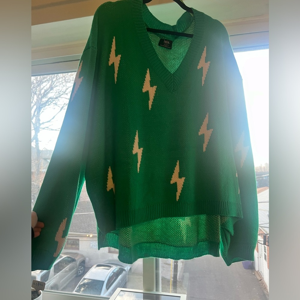 Dressed in LALA|Ultra Lala Oversized Lightning Bolt Knit|Green|Sz Large